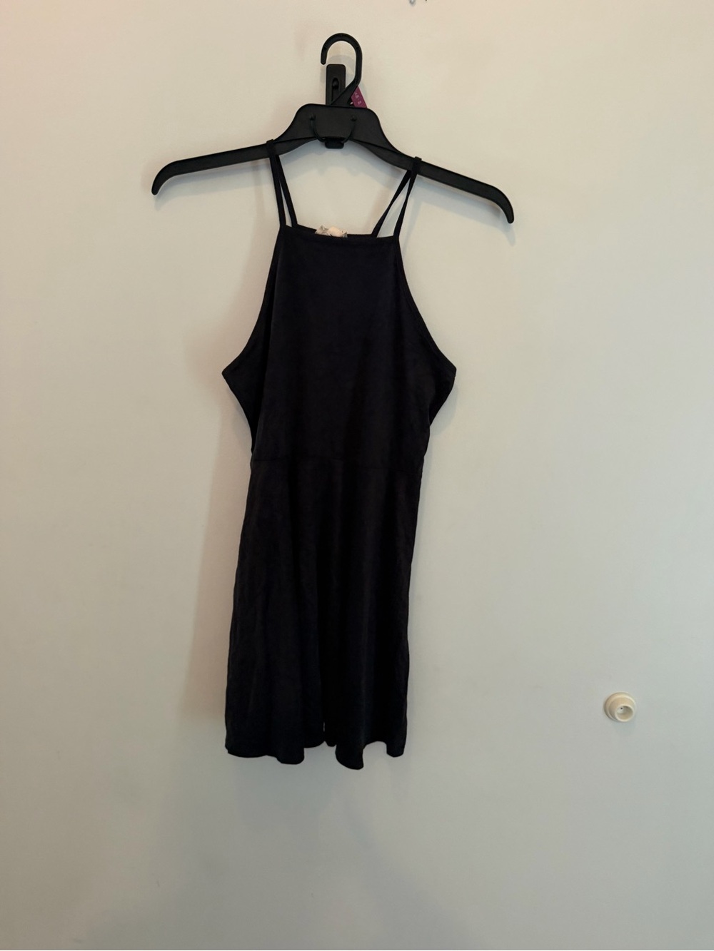 La Hearts Black Faux Suede Mini Dress